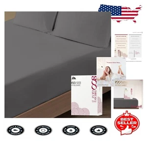 Luxurious 100% Egyptian Cotton Full Fitted Sheet - 800 Thread Count, Dark Grey - Picture 1 of 10