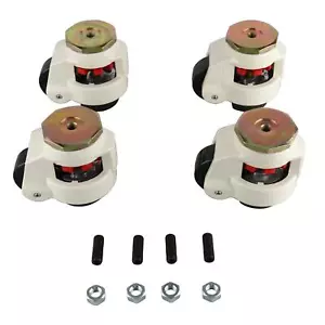 Paquete de 4 ruedas giratorias niveladoras montadas en vástago GD-80S de alta resistencia rueda de nailon de 4 pulgadas - Imagen 1 de 9