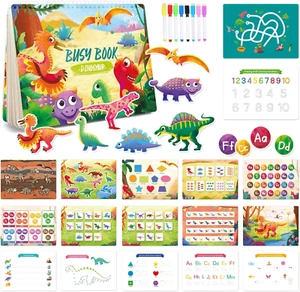Montessori Dinosaur Busy Book for Toddlers - Educational Learning Toy for 3-5 Ye - Picture 1 of 17