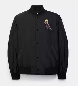 Coach X Jean Michel Basquiat Rexy Varsity Bomber Jacket-Black, Extra Small~SALE - Picture 1 of 3