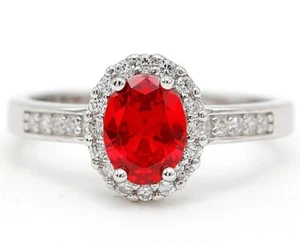 2CT Fire Garnet & Topaz 925 Solid Sterling Silver Ring Sz 7 &2-8 - Picture 1 of 3