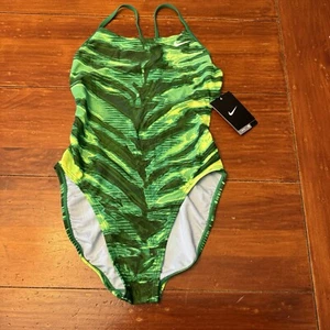 Nike Women’s Size 30 (US 4) Electric Anomaly Green Open Back Swimsuit - Picture 1 of 7