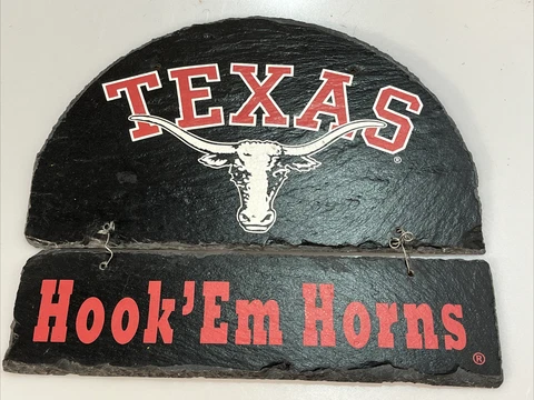 Framed Texas Longhorns "Hook 'em Horns" Slate Black And Orange Unique Sign Cover