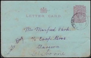 NEW ZEALAND 1909 KEVII 1d. POSTAL STATIONERY LETTER CARD PETONE CANCEL - Picture 1 of 1