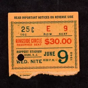 6-9-1948 Tony Zale Vs. Rocky Graziano World Middleweight Boxing Ticket Stub - Picture 1 of 2
