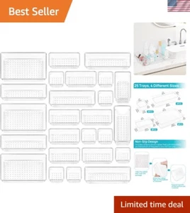 25-Piece Clear Plastic Drawer Organizer Set - Stylish & Stackable Storage Bins - Picture 1 of 10
