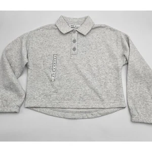 DSG Girl's Size XS Henley Fleece Top Light Heather Grey NWT - Picture 1 of 11