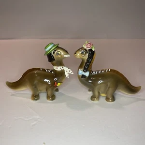Vintage HTF 1950s Norcrest Anthropomorphic Dinosaur Salt & Pepper Shakers MINT - Picture 1 of 8