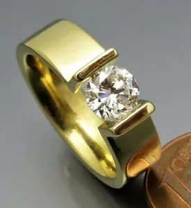 DISEÑO MADURO - ELEGANTE ANILLO DE TENSIÓN BRILLANTE - ORFEBRE PROPIO - ORO 750 - Imagen 1 de 9