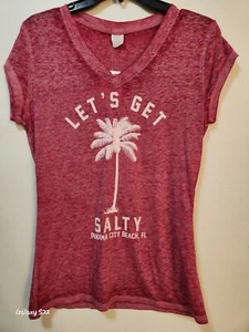 Exist Women's Cherry Red Med Shirt "LET'S GET SALTY" Panama City Beach, FL NWT - Picture 1 of 6