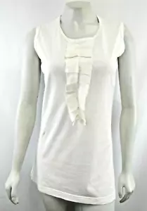 DOLCE & GABBANA elfenbeinbeige off weiß Rüsche Baumwolle T-Shirt Top Muschel Tank 44 8 - Bild 1 von 5