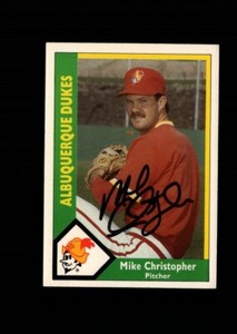 Mike Christopher Albuquerque Dukes 1990 CMC authentic autographed card