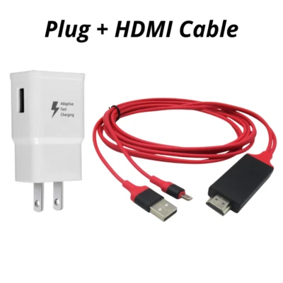 For iPhone 14 13 12 11 6 7 8 HDMI Mirroring Cable Phone to TV HDTV Adapter 1080P - Image 1 of 4