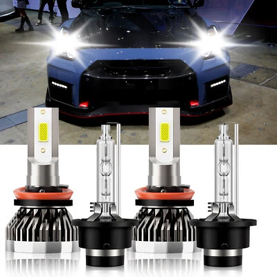 Faros LED HID bombillas de haz alto bajo H11+D2S 6000K para Nissan GT-R 2009-2014 Foto 1 de 4