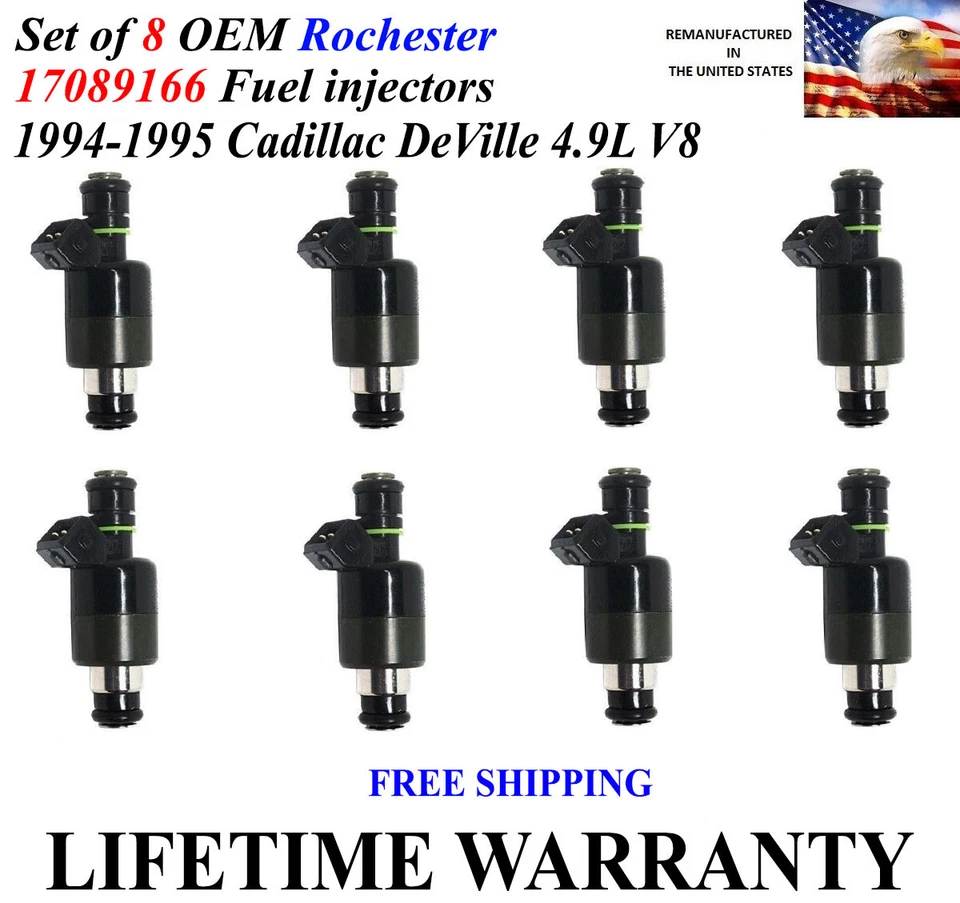 Оригинальный набор из 8 топливных форсунок Rochester для Cadillac DeVille 4,9 л V8 1994-1995 годов выпуска - Изображение 1 из 1