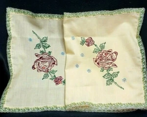 Vintage Stamped Embroidery Ready Table Runner/Dresser Scarf Yellowish Material - Picture 1 of 6