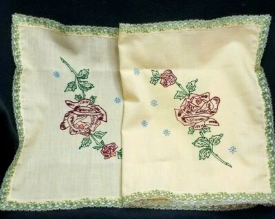 Vintage Stamped Embroidery Ready Table Runner/Dresser Scarf Yellowish Material - Image 1 of 4