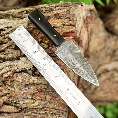 EDC 6 pulgadas Damasco Hoja Fija Cuchillo Táctico Daga Combate Bota Funda Lanzamiento Foto 1 de 4