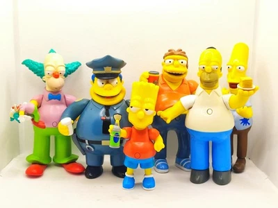 Check Video- 6x The Simpsons Talking Figure- Wiggum Krusty Bob Homer Bart Barney - Image 1 of 4