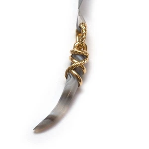 DAVID YURMAN neuer Stoßzahn Charm Verstärker Anhänger in Botswana Achat und 18K Gold - Bild 1 von 8