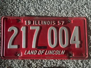 1957 ILLINOIS Nummernschild ** 57 ILL ** schräge Schrift Land Of Lincoln - Bild 1 von 1