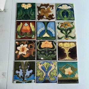 Wall Tile Art Nouveau Ceramic Floral Design Kitchen Backsplash 4.25" X 4.25" 12 - Picture 1 of 7