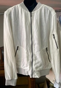 Zara Man Pure Linen Cream Bomber Jacket - Size Large 44" Chest - Picture 1 of 3