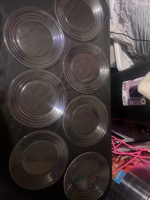 Libbey Duratuff “HOOPS” Juego de 7 platos de ensalada platos de vidrio transparente de 8,5 pulgadas Foto 1 de 4