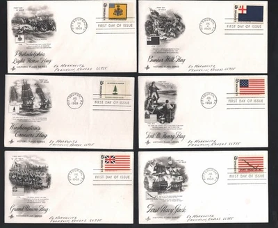 1968 Lot of 9 FDC Historic Flag Series 6 Cent stamps Pittsburgh PA 1st Day Cover - Image 1 of 4