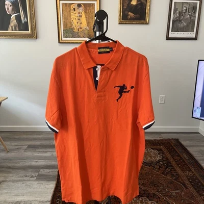 Polo de manga corta naranja blanco y azul de rugby Big Kicker talla XL Foto 1 de 3