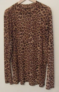 Top tunica donna torrido leopardato trasparente taglia 4 manica lunga stampa animalier pullover - Foto 1 di 8