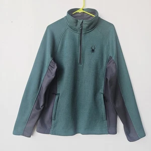 Spyder Men's Large Outbound Half-Zip Mid Weight Core Pullover Green/Gray - Picture 1 of 9