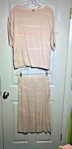 Jones New York 2 Piezas Blusa y Falda Combo Taupe con Rayas Talla 12 - Imagen 1 de 12