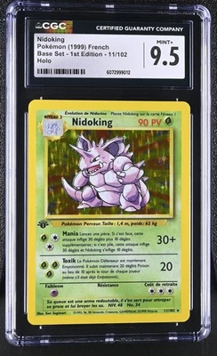 CGC 9.5 MINT+ Nidoking 1999 Base Set 1st Edition 11/102 Holo FRENCH Pokemon Card - Image 1 of 2