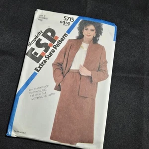 Blazer Jacket Skirt 8-10-12 Simplicity 5715 ESP Sewing Pattern UNCUT FF VTG 80s - Picture 1 of 5