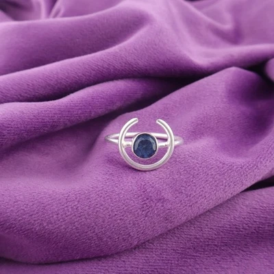 London Blue Topaz Gemstone Sterling Silver Bezel Band Sister Ring Size All Size - Image 1 of 4