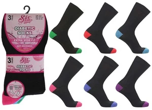Calcetines cómodos para diabéticos de ajuste extra ancho para mujer y mujer talla 4-8 Reino Unido - Imagen 1 de 6