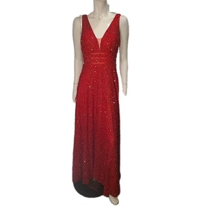 Vestido de Vacaciones Faeriesty Rojo Lentejuelas L Maxi Vestido de Noche Fiesta Malla Elastizada - Imagen 1 de 17