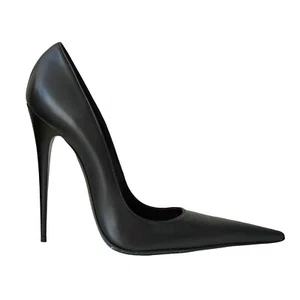 GIOHEL ITALY CUSTOM SHOES ZAPATOS STILETTO PUMPS SUPER PUNTY CUERO NEGRO 35-43 - Imagen 1 de 4
