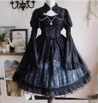 Японские женщины Лолита Gothic высокая талия jsk оборки принцесса платье - Изображение 1 из 4