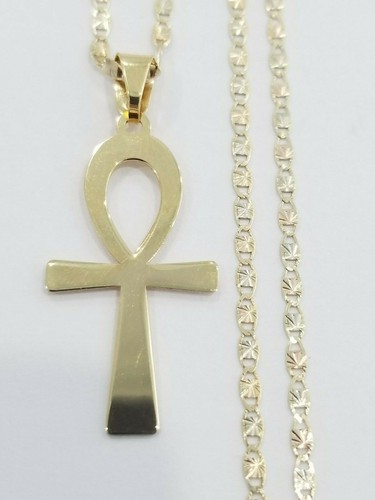 Vendita Ciondolo Croce Ankh Religiosa Oro Giallo 10K Catena Valentino