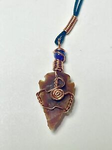 Jasper Arrowhead Wire Wrap Copper Necklace Pendant Chakra Jewelry