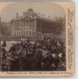 Trooping of the Color Military Attaches Witnessing Ceremony Boer War Stereoview - Picture 1 of 4