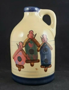 Jarra Heatherstone Pottery Birdhouse botella pájaros firmada - 7,75" - Imagen 1 de 7