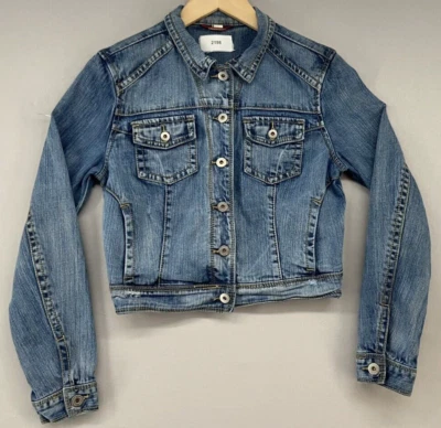 Chaqueta de mezclilla Union Bay CROPPED para mujer JUNIOR MEDIANA envejecida-elástica azul Jean Foto 1 de 4