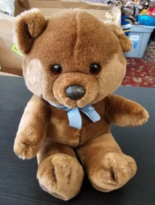 Vintage The Summit Collection 10" Brown Bear With Blue Ribbon Bow - Picture 1 of 5