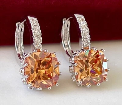 Deluxe Ohrringe Creolen Kristall Champagner 750er Weißgold 18K vergoldet - Bild 1 von 4