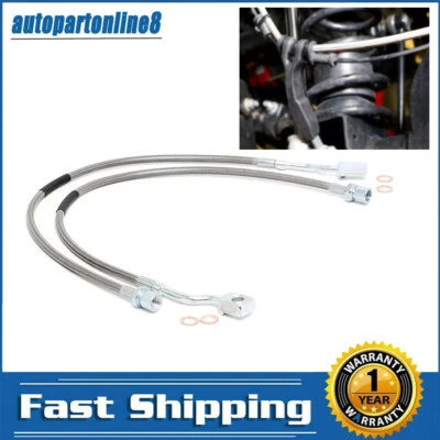 2PCS 89370 Front Steel Extended Brake Lines For GMC Sierra 1500  Yukon XL 1500 - Image 1 of 4