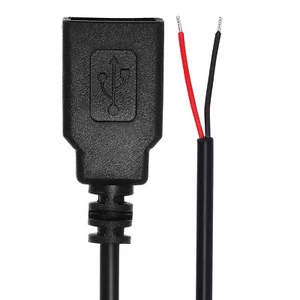 0.3M/1Ft USB A 2.0 Female Plug Bare Wire Cable, 22AWG 12V 3A 2 Pin 2 Pcs - Picture 1 of 6