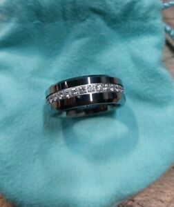 tungsten carbide with CZ  Stones ring size 10 men’s